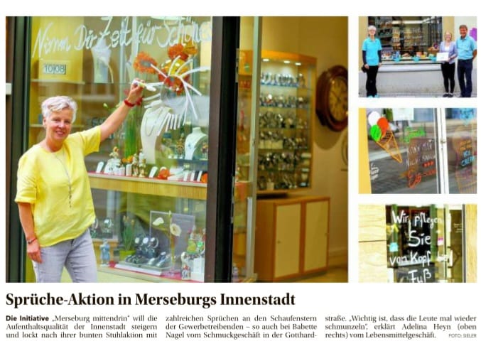 Sprüche an Schaufenstern der Merseburger Innenstadt