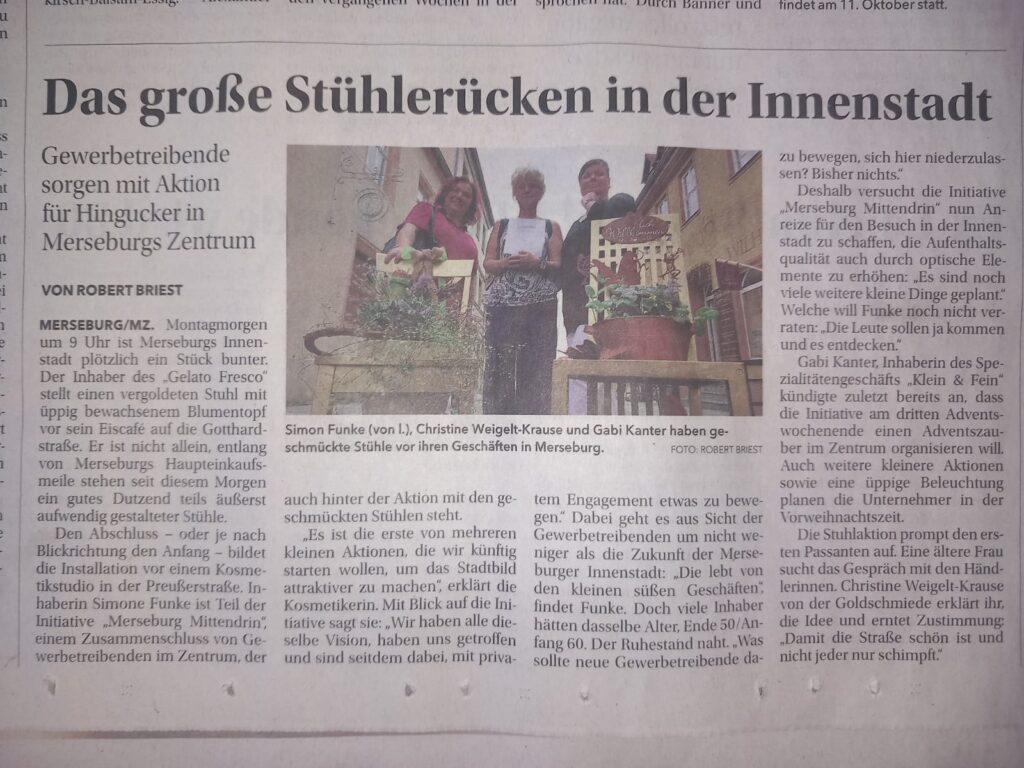 Stühlerücken in Merseburgs Innenstadt